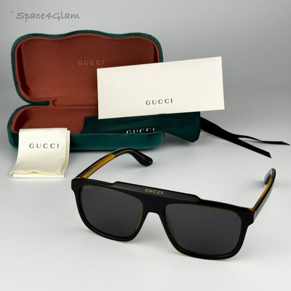 NEW GUCCI GG1039S 001 Black/Yellow Gray Aviator Unisex Sunglasses - Picture 7 of 10